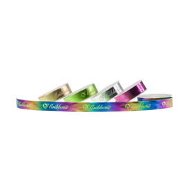 شريط Grosgrain مطبوع فضي لتغليف مستحضرات التجميل 16 ملم عرض دائم