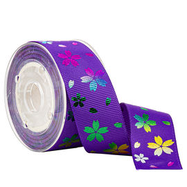 زهرة قوس قزح مطبوعة على شريط Grosgrain الأرجواني لتغليف الحلوى