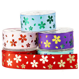 زهرة قوس قزح مطبوعة على شريط Grosgrain الأرجواني لتغليف الحلوى